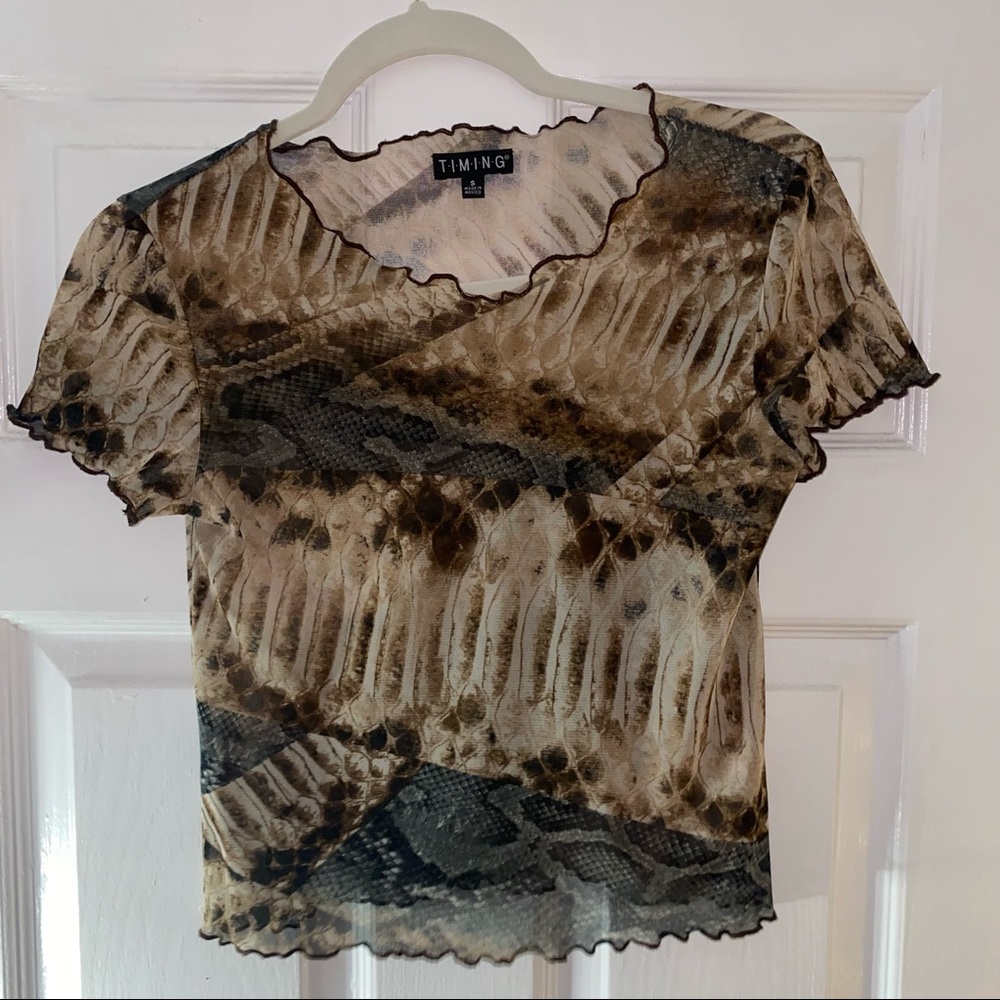 Y2k sheer animal print top